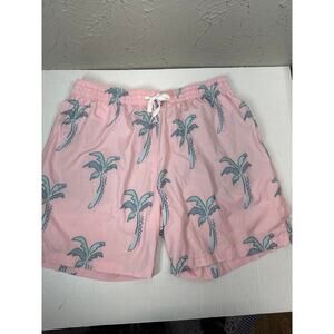 Chubbies Lotta Coladas 7” Swim Trunks Pink Blue Palm Trees Lined Elastic Size XL